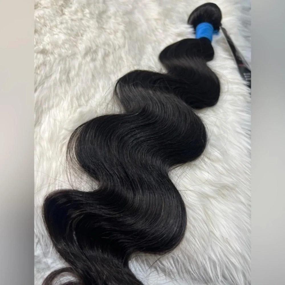 100% HUMAN HAIR  #1  Black , Unprocessed Virgin Body wave Bundle - Picture 1 of 5